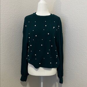 Cupshe Green Pearl Embellished Top